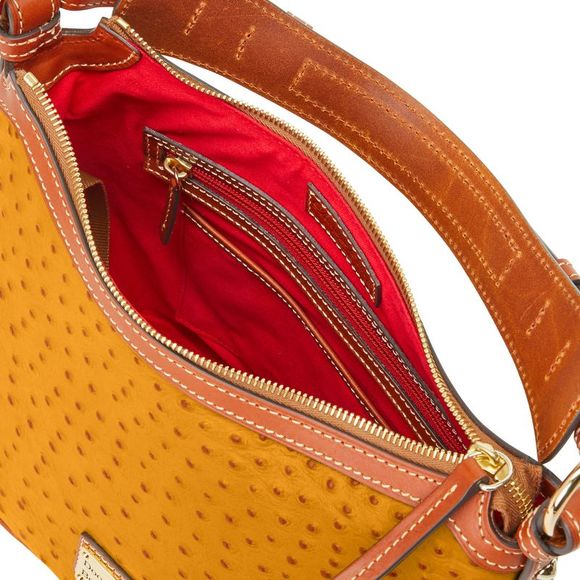 Dooney & Bourke Ostrich Hobo Shoulder Bag - Mustard - Picture 3 of 4